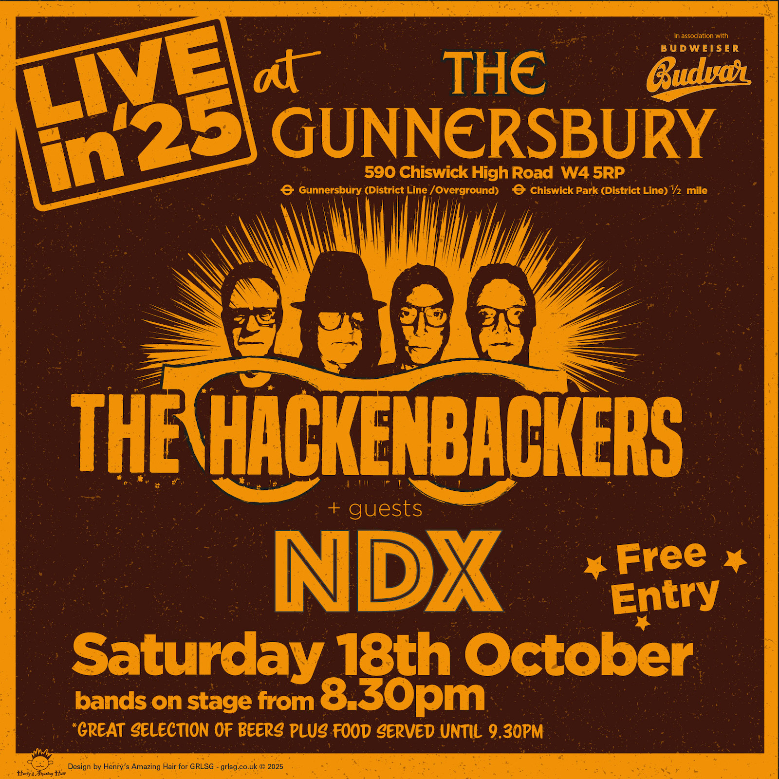 The Hackenbackers Gunnersbury flyer 28 Oct 25